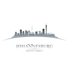 Johannesburg South Africa city skyline silhouette white backgrou