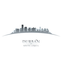 Durban South Africa city skyline silhouette white background