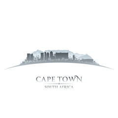 Cape Town South Africa city skyline silhouette white background