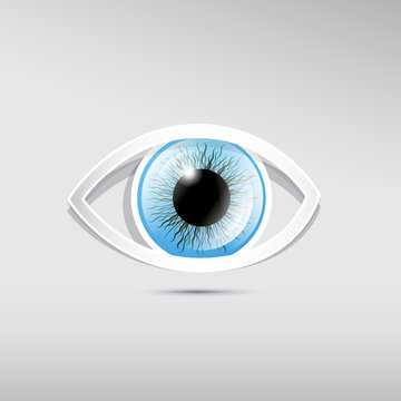 Abstract vector paper blue eye on grey background