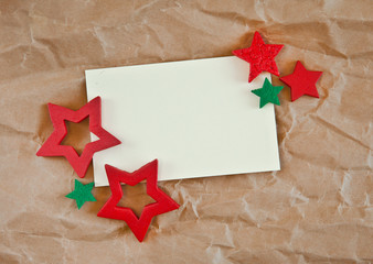 Geschenkkarte und Weihnachtsdekoration