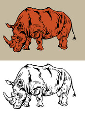 Rhino drawing Vector