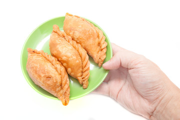 Curry puff on isolated white background