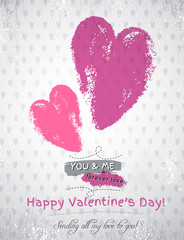 grey background with two valentine hearts and wishes text,  vect