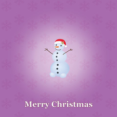 violet Christmas background with snowman