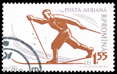 ROMANIA - CIRCA 1961: A stamp printed in Romania from the "50th