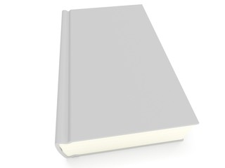3D blank book cover over white background