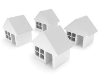 White blank houses on white. 3d render.