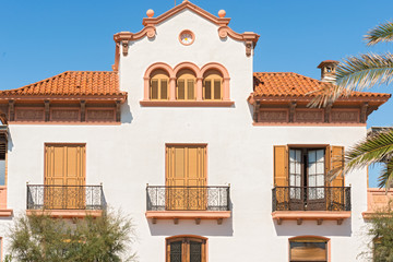 Picturesque view of old houses in Sitges, Catalonia