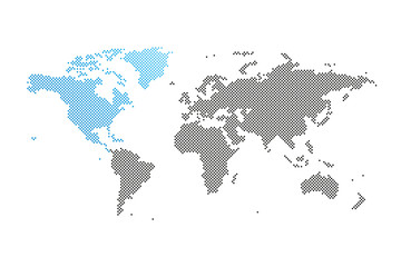 Fototapeta na wymiar Nordamerika in Welt-Karte