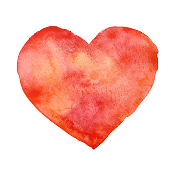 Watercolor red heart, Valentine's Day