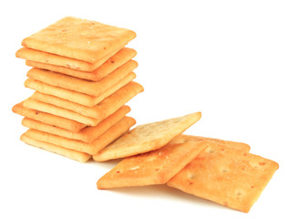 Delicious crackers isolated on white
