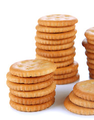 Delicious crackers isolated on white