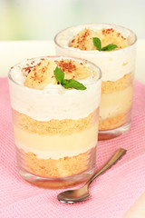 Delicious dessert with banana and caramel