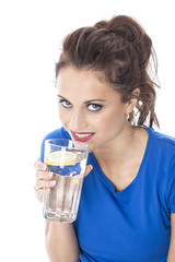 Young Woman Drinking a Glass of Water