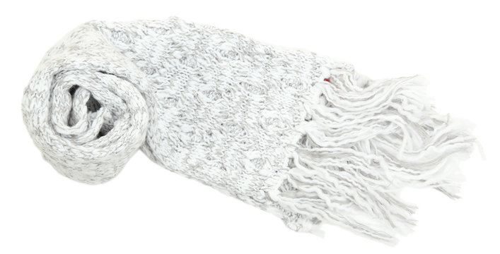 Warm Knitted Scarf Isolated On White