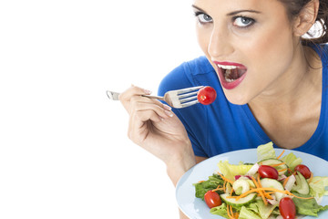 Attractive Young Woman Eating Mixed Salad