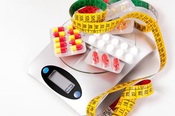 tape-measure and medicament about kitchen scale