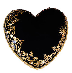 Decorative black heart, isolated on white