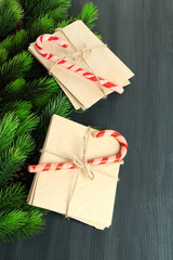 Christmas candy canes and letters for Santa,