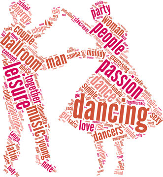 couple dancing  tag cloud illustration