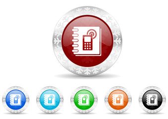 phonebook icon christmas vector set