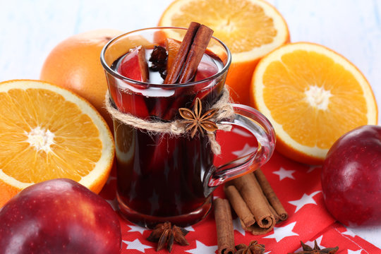 Fragrant mulled wine in glass