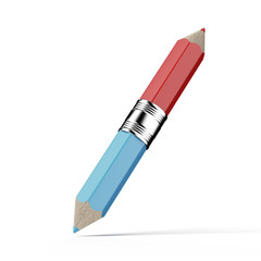 Blue and red double color pencil