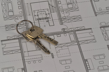 Bauplan, Schlüssel, Zeichnung, Architektur, Eigentumswohnung