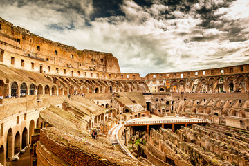 Inside of Colosseum in Rome, Italy - obrazy, fototapety, plakaty
