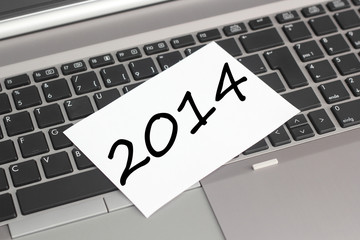 Laptop mit Zettel 2014