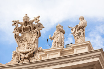 Architectural detail of San Pietro Square, Rome, Italy