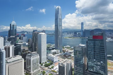 Foto op Plexiglas Aerial view of Hong Kong city © leeyiutung