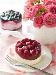 Berry cake and pink roses