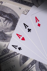 Ace cards on money