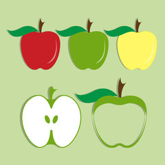 Vector set of apple icon on isolated background