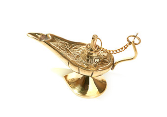 Aladdin magic lamp isolated on white