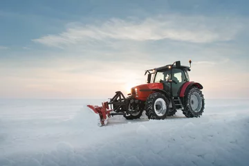 Papier Peint photo Tracteur Tractor cleaning snow