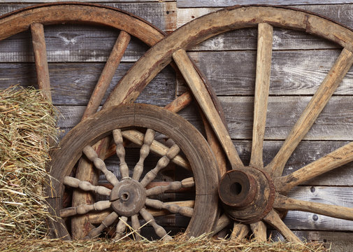 Old wheels from a cart