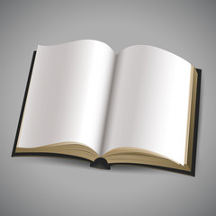 Open book with blank white pages. Vector illustration