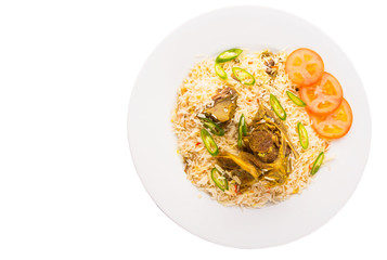 Traditional Arab Middle East dish Kabsa Rice with lamb