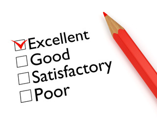 Mark Excellent: evaluation form and pencil