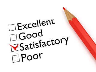 Mark Satisfactory: evaluation form and pencil