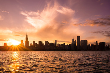 Fototapeta na wymiar Chicago city downtown urban skyline