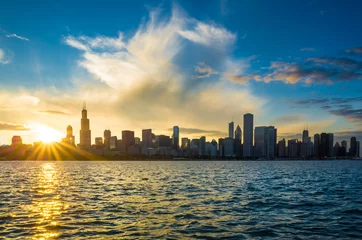 Zelfklevend Fotobehang Chicago city downtown urban skyline © f11photo