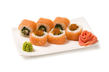 Rolls of salmon