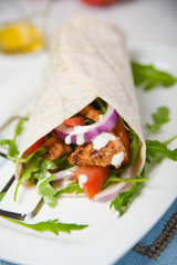 Healthy and tasty tortilla wrap sandwiches