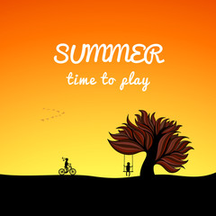 Poster summer landscape style, play theme