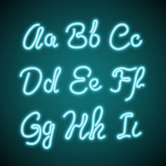 Realistic transparent letters of neon tubes