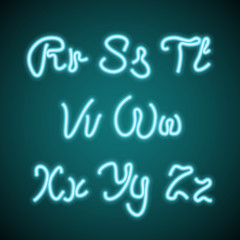 Realistic transparent letters of neon tubes